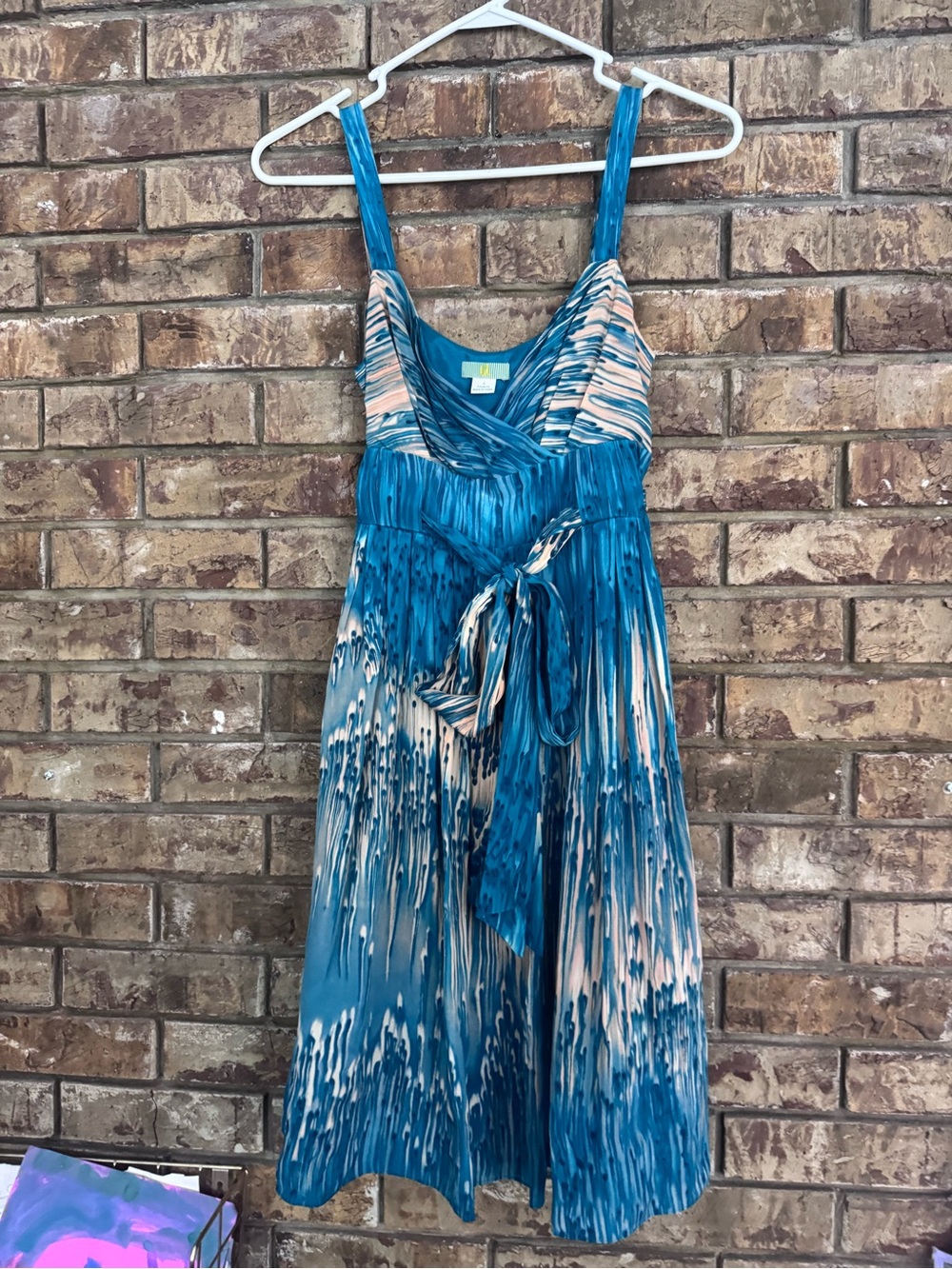 Rare silk Anthropologie lil caballo falls Teal Blue Dress